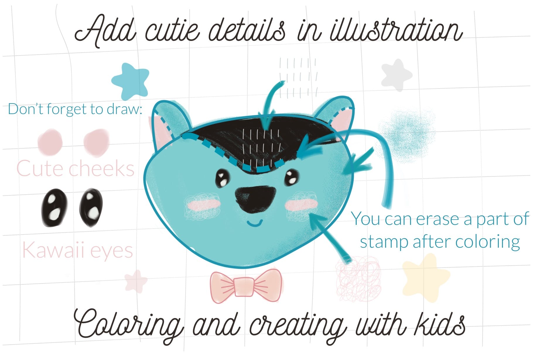 可爱的动物形状Procreate笔刷 Cute animals Procreate stamps 笔刷资源 sucaiwan.com