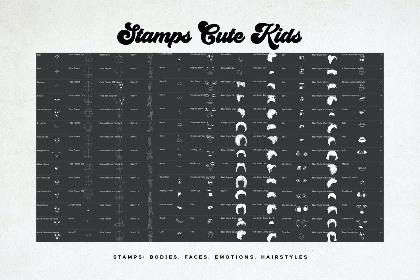 用于Procreate的可爱儿童网格笔刷 Cute Kids Grids for Procreate 笔刷资源 sucaiwan.com