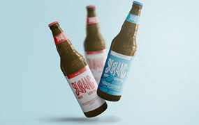 软饮料玻璃瓶包装设计样机 Soft Drink Glass Bottle Mockup