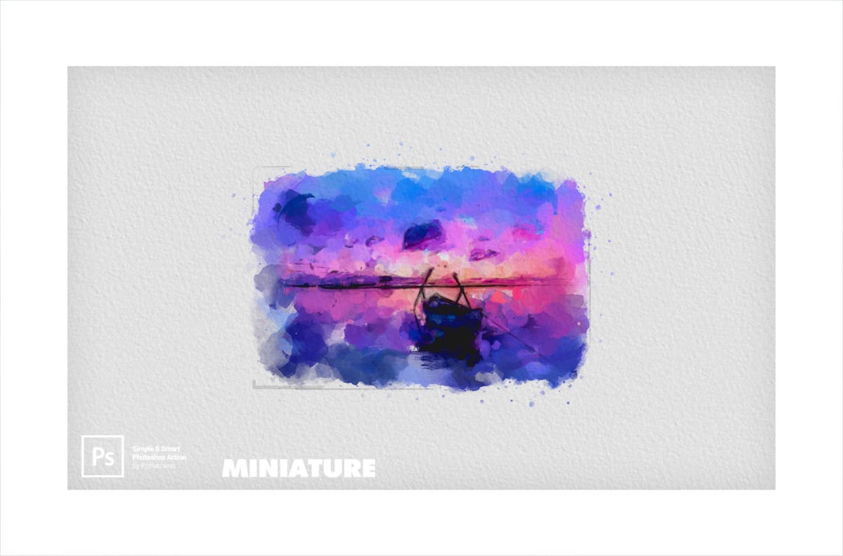 微型水彩画效果照片处理Photoshop动作 Miniature Photoshop Action 插件预设 sucaiwan.com