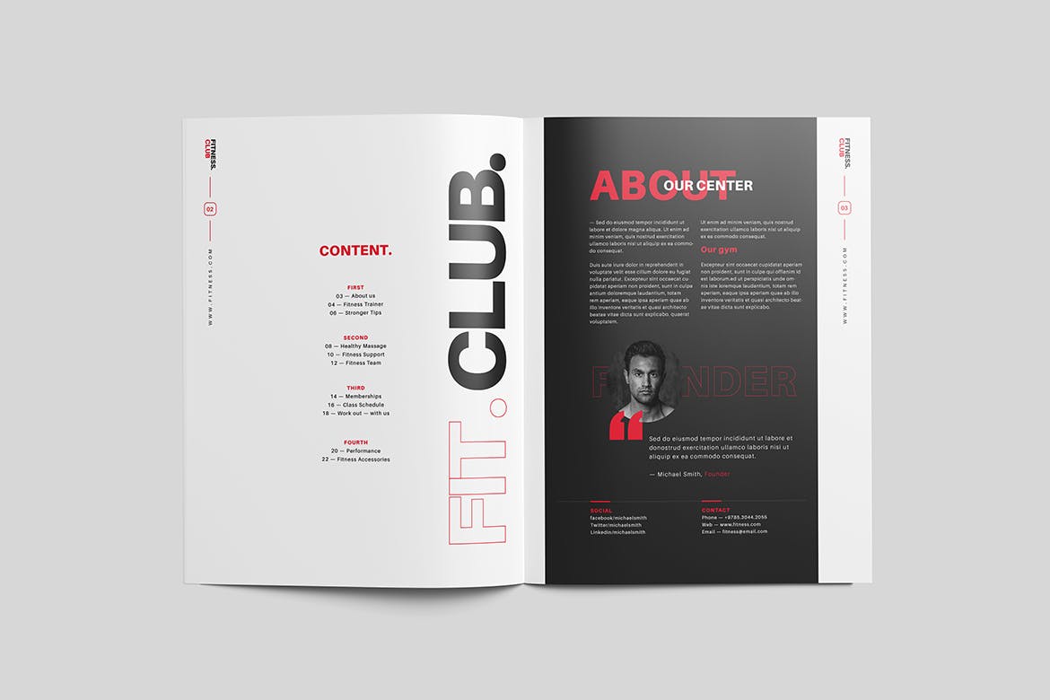 健身运动方案画册模板 Fitness – Gym Brochure 幻灯图表 sucaiwan.com