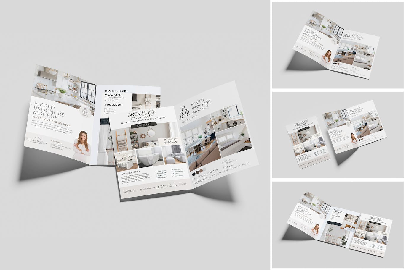 双折小册子效果图设计样机 Bifold Brochure Mockup 样机素材 sucaiwan.com