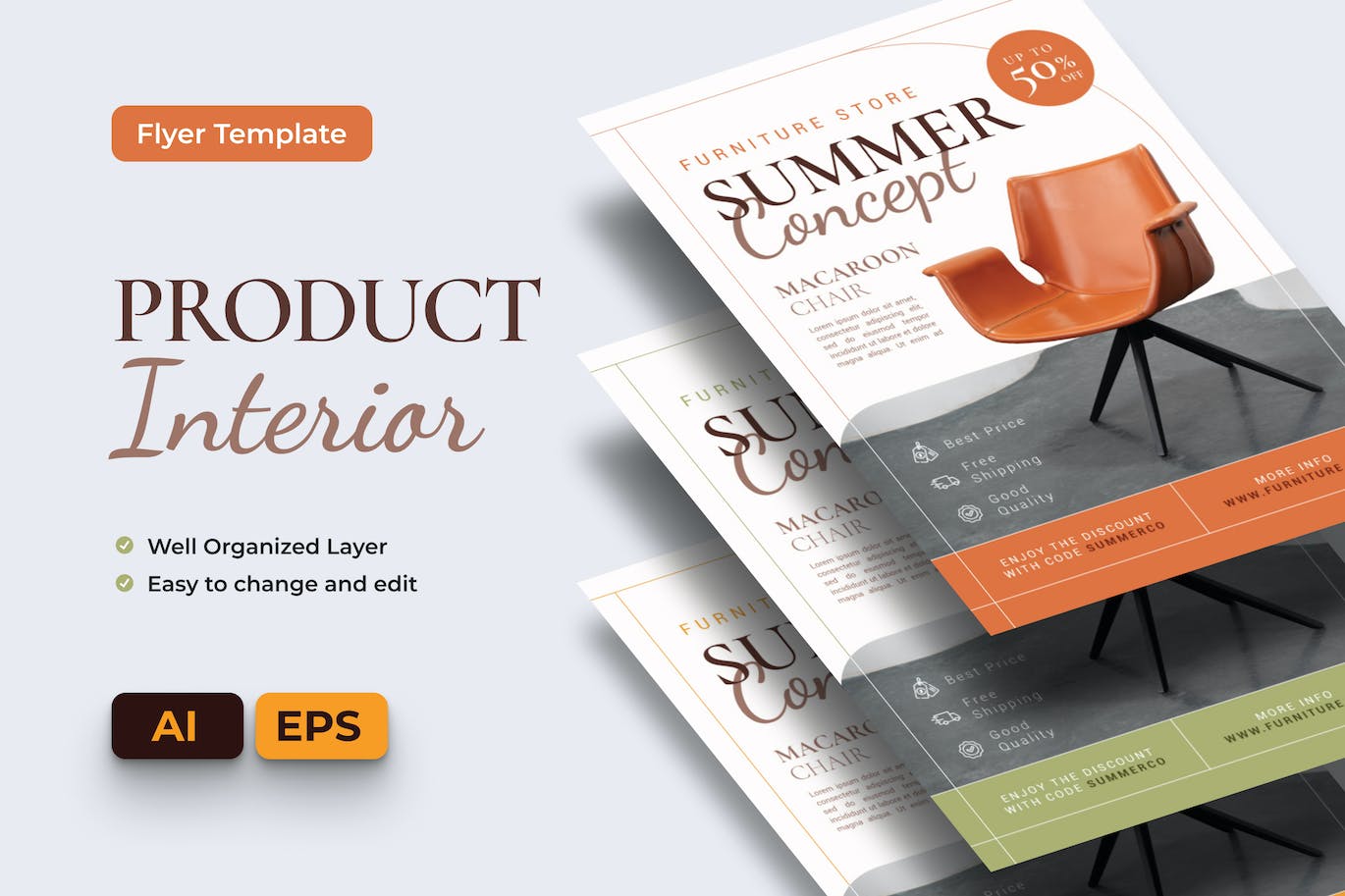 家具产品海报传单Ai和EPS模板 Product Interior Flyer Ai & EPS Template 设计素材 sucaiwan.com