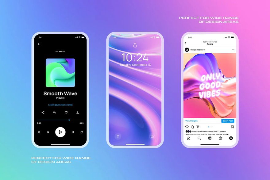 PNG素材-3D抽象全息渐变色形状图形元素PNG素材 图片素材 sucaiwan.com