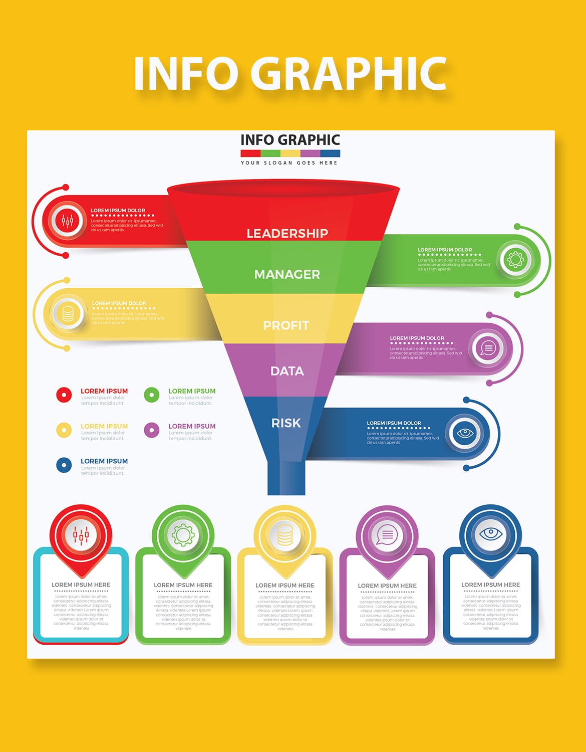 漏斗形状信息图表设计模板 Funnel Infographics 幻灯图表 sucaiwan.com