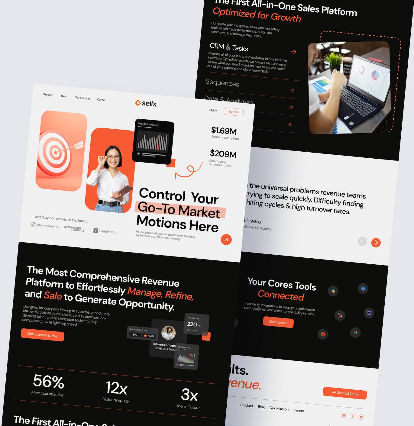 一体式销售平台网站设计模板 Sellx – All in One Sales Platform Website APP UI sucaiwan.com