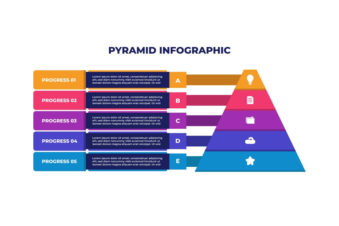 三角形金字塔彩色商业信息图表模板 Triangle Pyramid Colorful Business Infographic 图片素材 sucaiwan.com