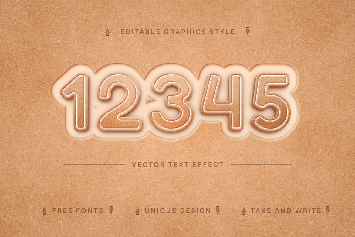 曲奇饼干矢量文字效果字体样式 Biscuit – Edit Text Effect, Editable Font Style 插件预设 sucaiwan.com