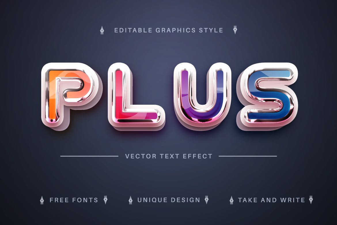 彩虹金属矢量文字效果字体样式 Star Rainbow – Editable Text Effect, Font Style 插件预设 sucaiwan.com