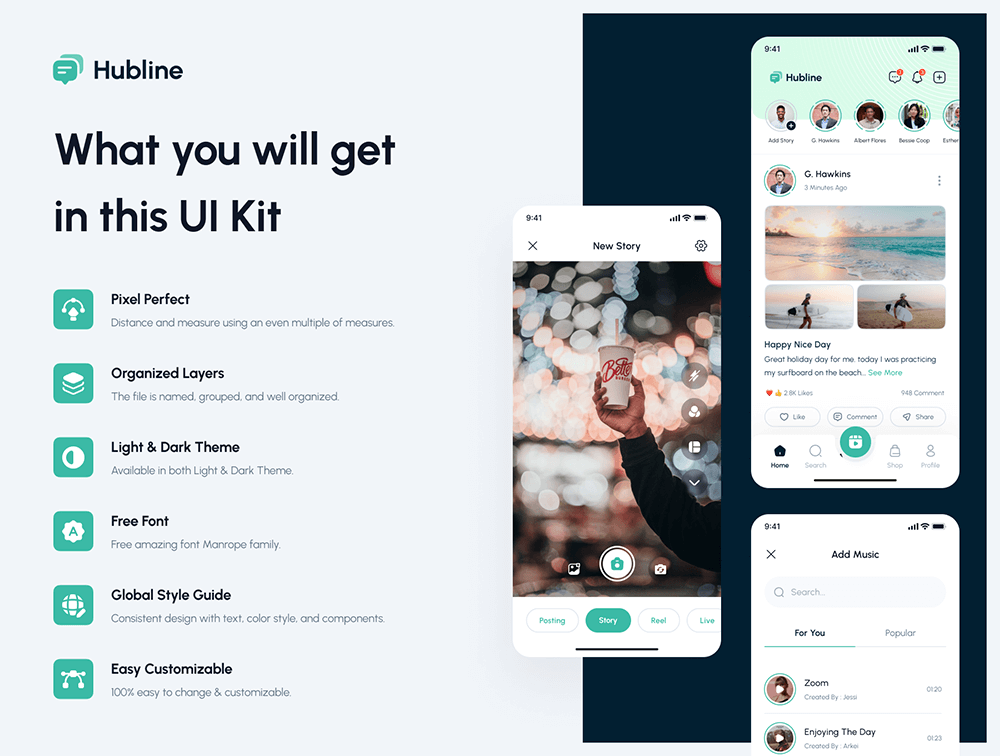 社交网络移动应用程序UI套件 APP UI sucaiwan.com
