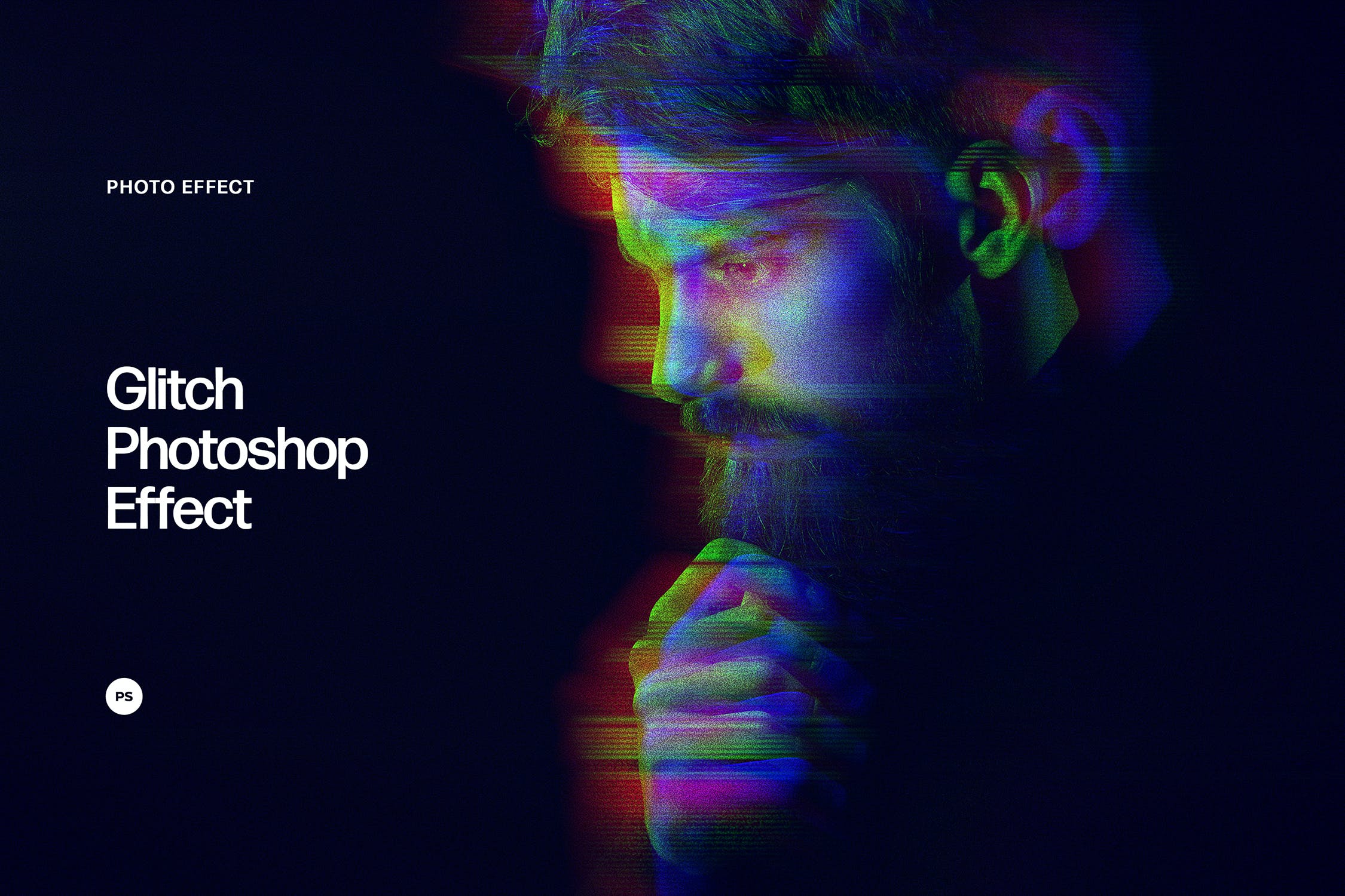 失真毛刺PS照片效果模板 Glitch Photoshop Effect 插件预设 sucaiwan.com