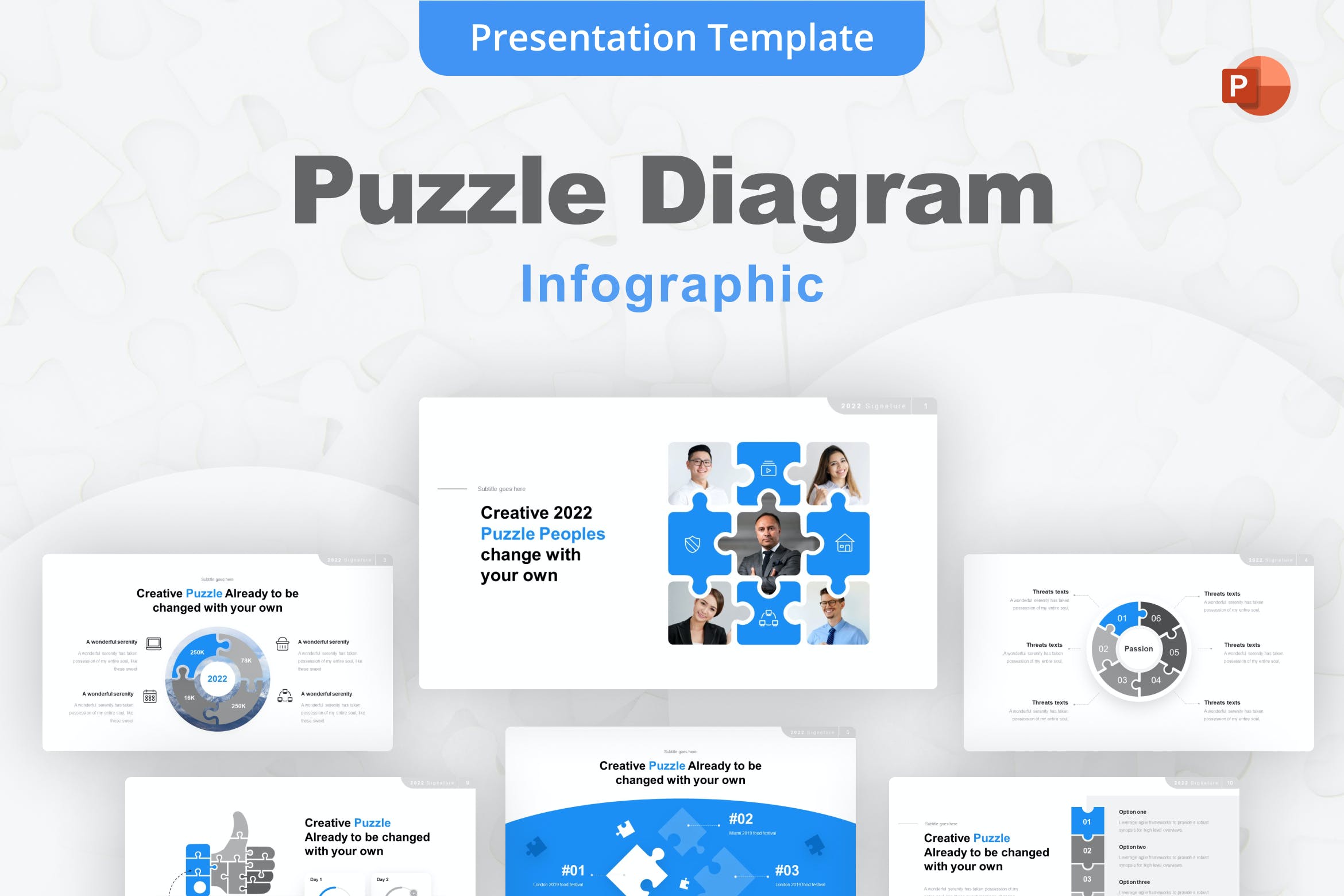 拼图图表Powerpoint模板下载 Puzzle Diagram PowerPoint Template 幻灯图表 sucaiwan.com