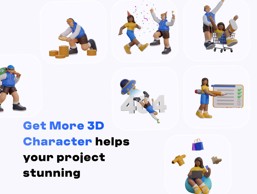 3D图标-3D人物角色UI设计插画模型PNG素材 图标素材 sucaiwan.com