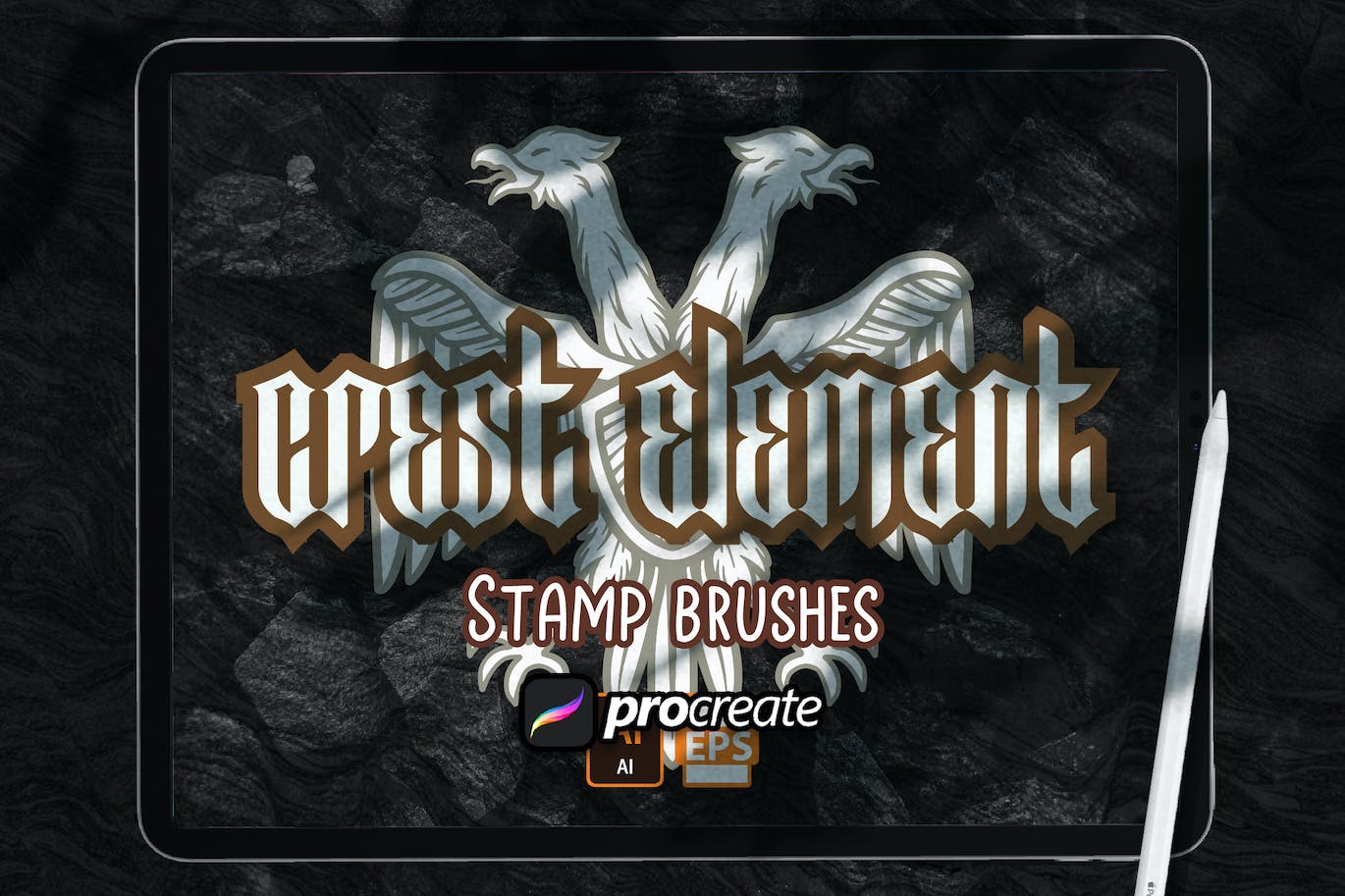 复古饰章纹章Procreate印章绘画笔刷素材 Crest Element Heraldic Brush Stamp Procreate 笔刷资源 sucaiwan.com