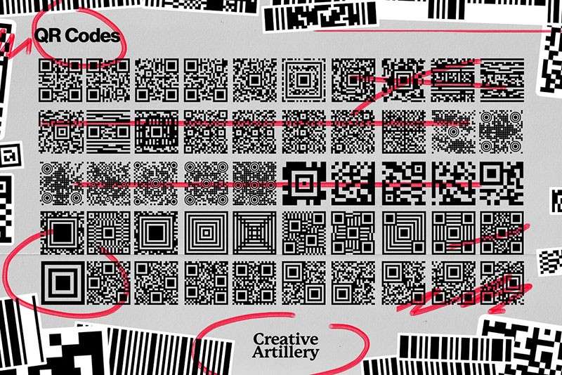 150个二维码和条形码图案PS笔刷 笔刷资源 sucaiwan.com