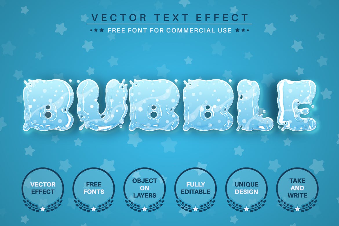 飞溅水珠矢量文字效果字体样式 Water Splash – Editable Text Effect, Font Style 插件预设 sucaiwan.com