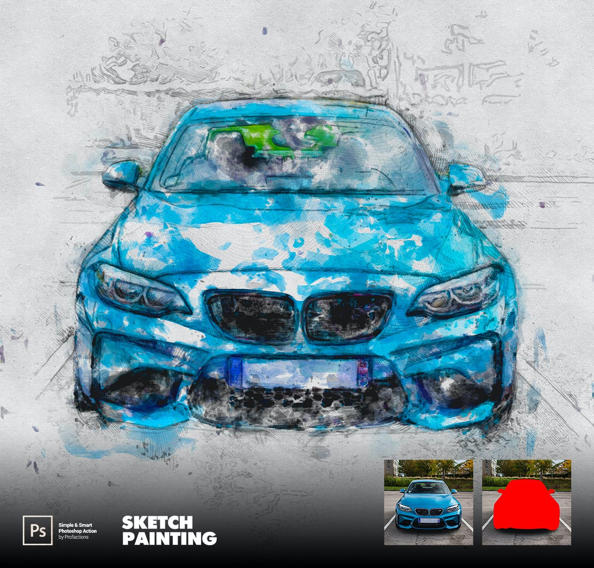 素描绘画效果照片处理ps动作 Sketch Painting Photoshop Action 插件预设 sucaiwan.com