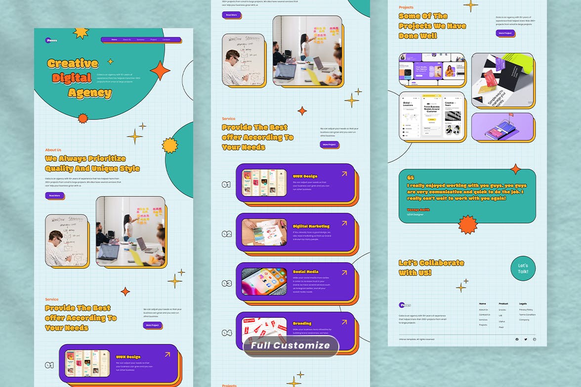 数字代理网站着陆页模板 Digital Agency Landing Page – Fanes APP UI sucaiwan.com