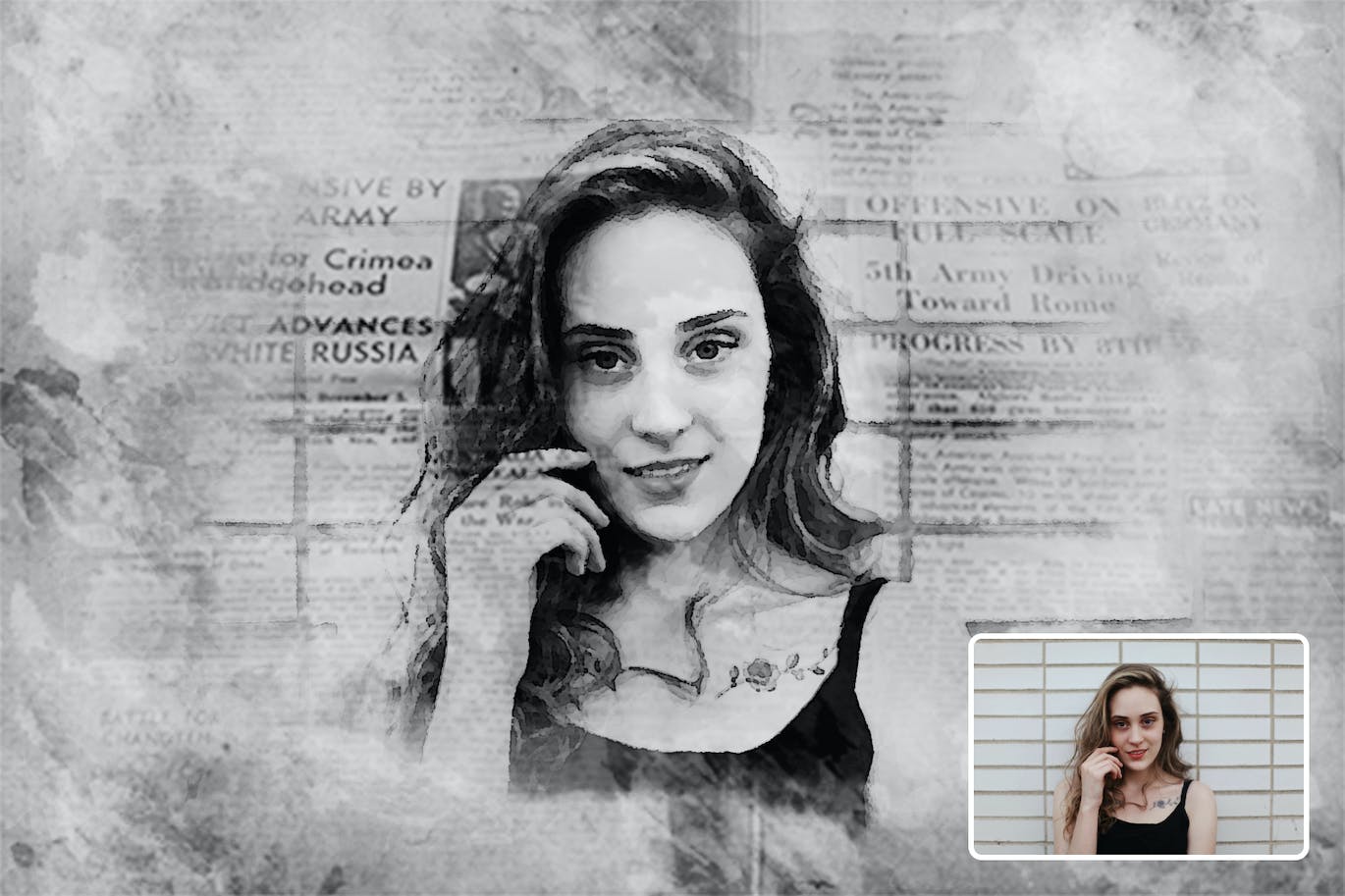 复古报纸效果PS动作模板 Old Newspaper Photoshop Action 插件预设 第4张-素材湾丨精选海外优质设计素材资源 复古报纸效果PS动作模板 Old Newspaper Photoshop Action 插件预设 sucaiwan.com