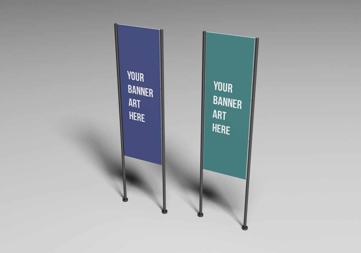 垂直广告横幅Banner样机图 Vertical Banners Mockups 样机素材 sucaiwan.com