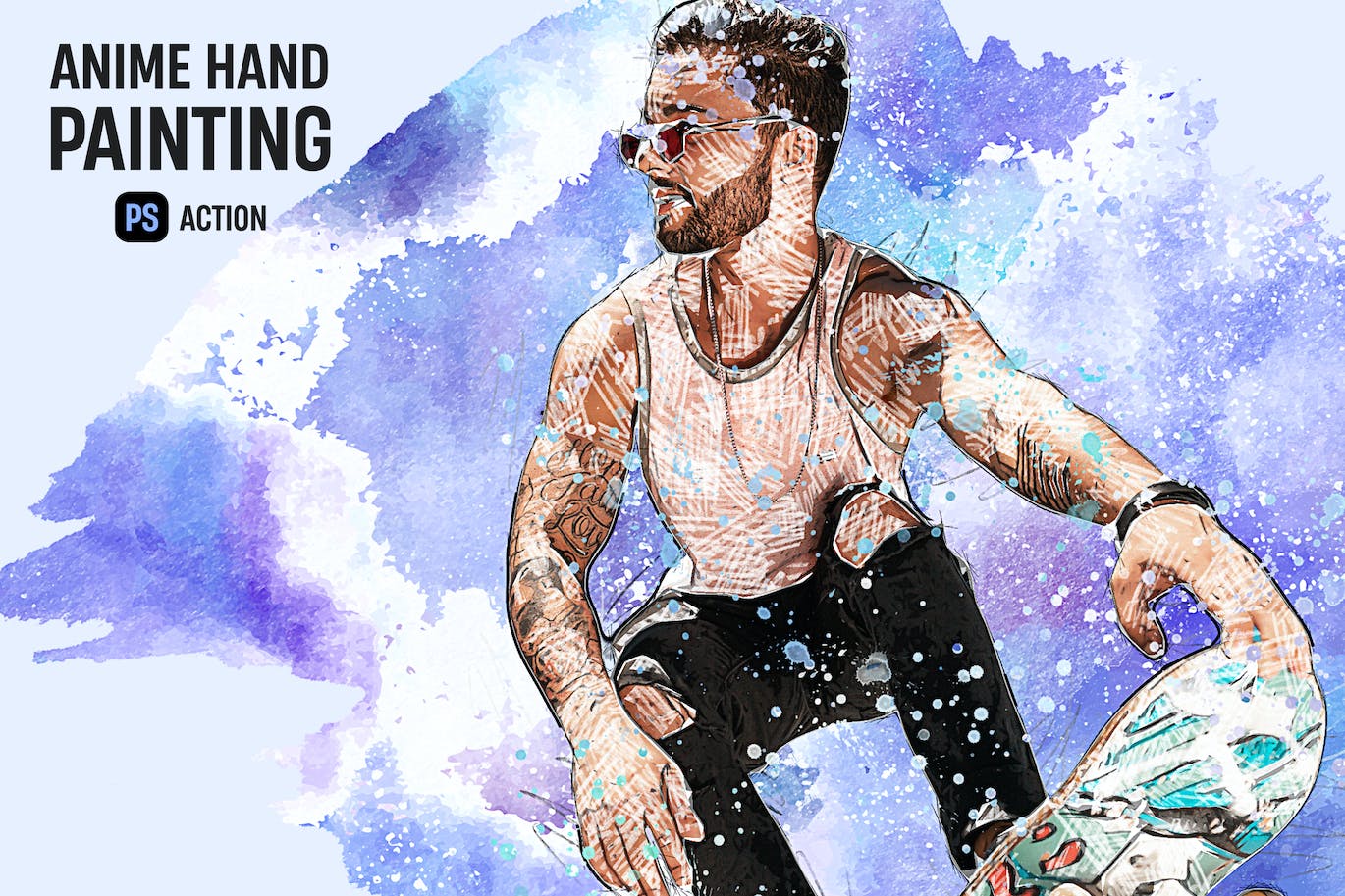 动漫手绘效果照片处理Photoshop动作 Anime Hand Painting Photoshop Action 插件预设 sucaiwan.com