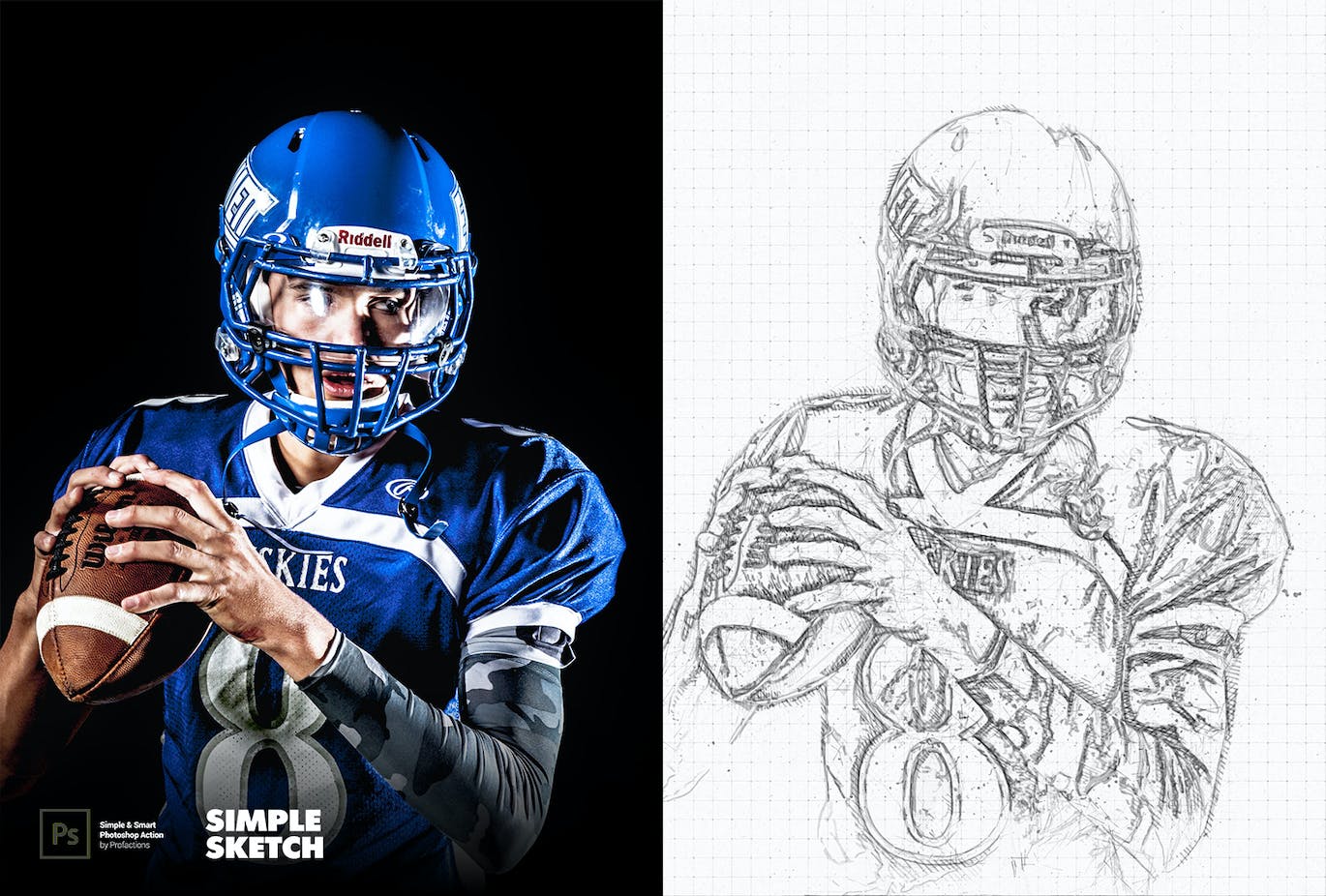 简单素描效果照片处理ps动作 Simple Sketch Photoshop Action 插件预设 sucaiwan.com