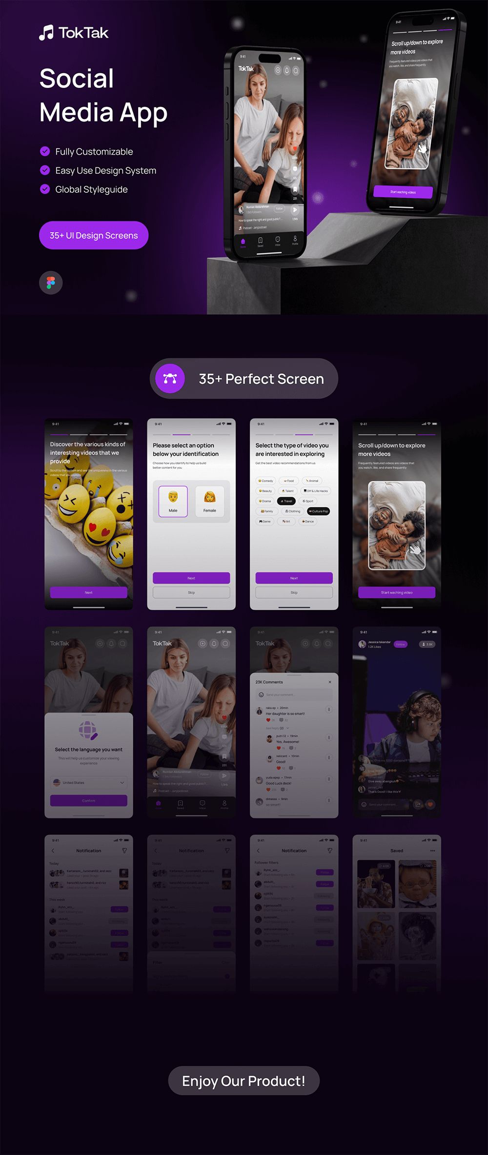 社交短视频App应用程序 UI 套件 APP UI sucaiwan.com