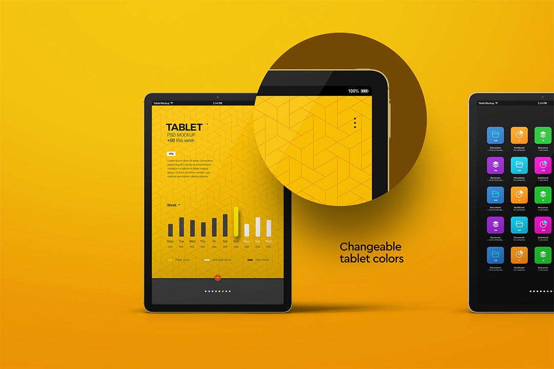 平板电脑iPad正面顶部透视图样机模板v1 Tablet Mockup Front Top Persperctive View 01 样机素材 sucaiwan.com