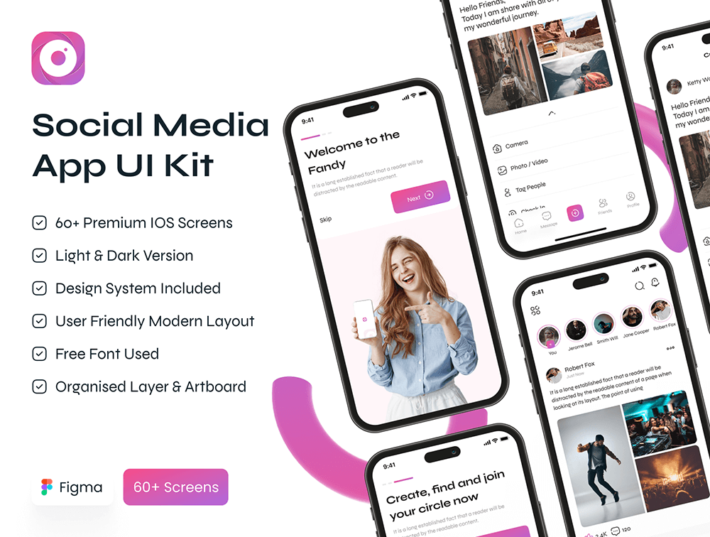 社交媒体App应用程序IOS UI套件 APP UI 第1张-素材湾丨精选海外优质设计素材资源 社交媒体App应用程序IOS UI套件 APP UI sucaiwan.com