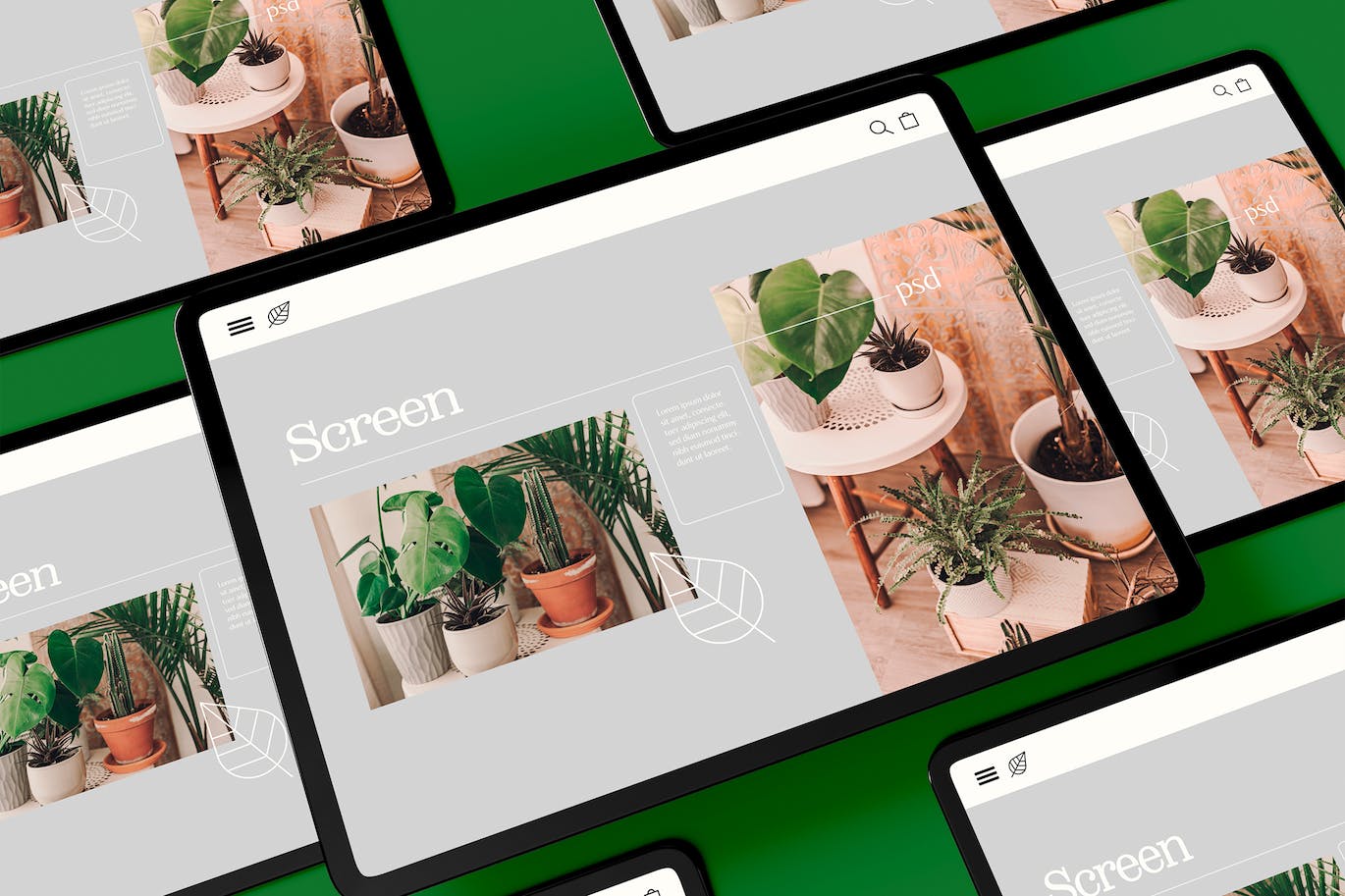 平板电脑网站UI屏幕样机 Tablet UI Screen Mockup 样机素材 sucaiwan.com
