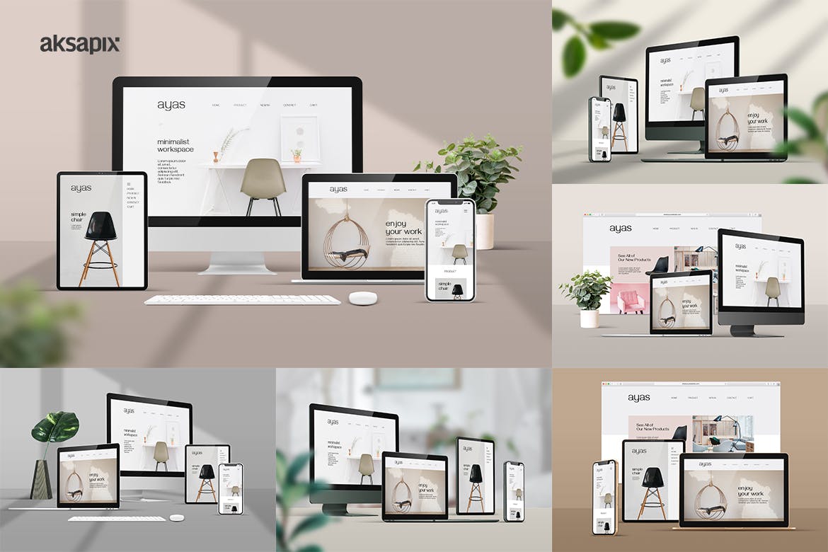 响应式场景多设备样机图 Responsive Screen Mockup 样机素材 sucaiwan.com