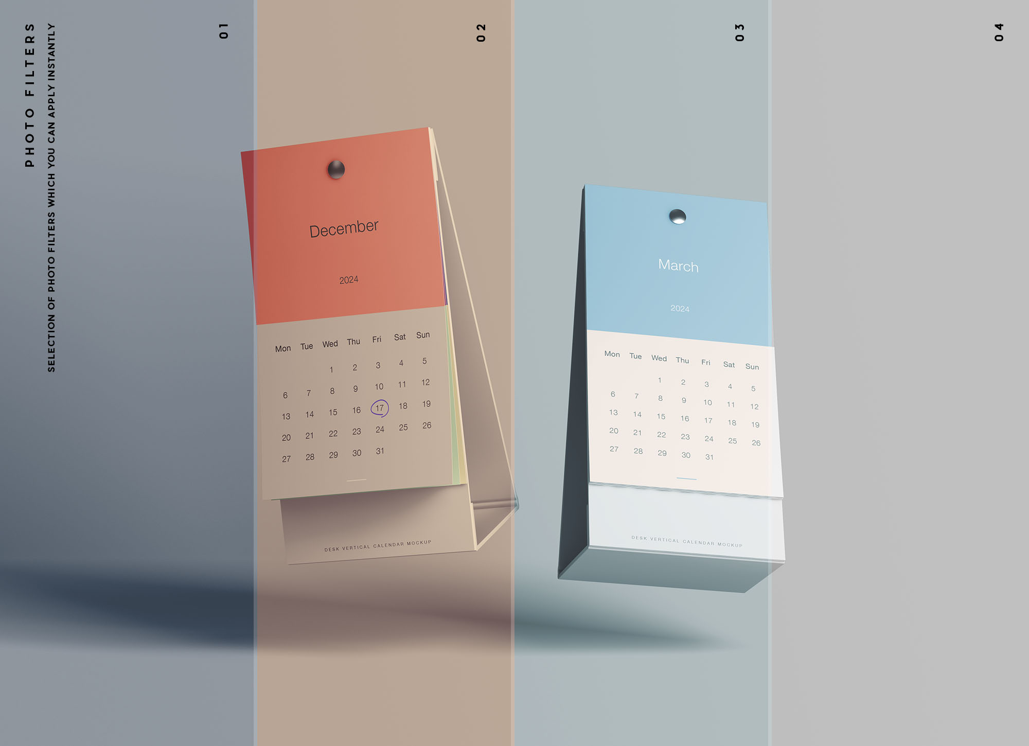 竖版A字形日历样机 Vertical Calendar Mockup 样机素材 sucaiwan.com