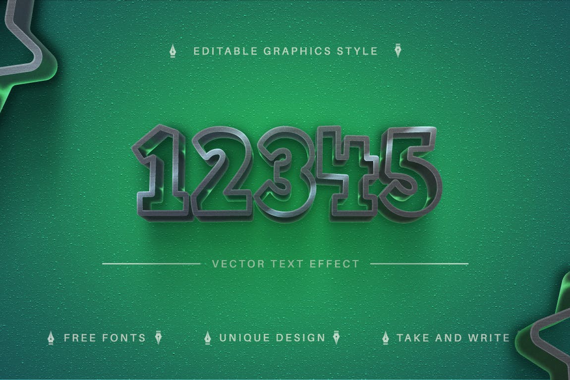 时尚绿色矢量文字效果字体样式 Stylish Green – Editable Text Effect, Font Style 插件预设 sucaiwan.com