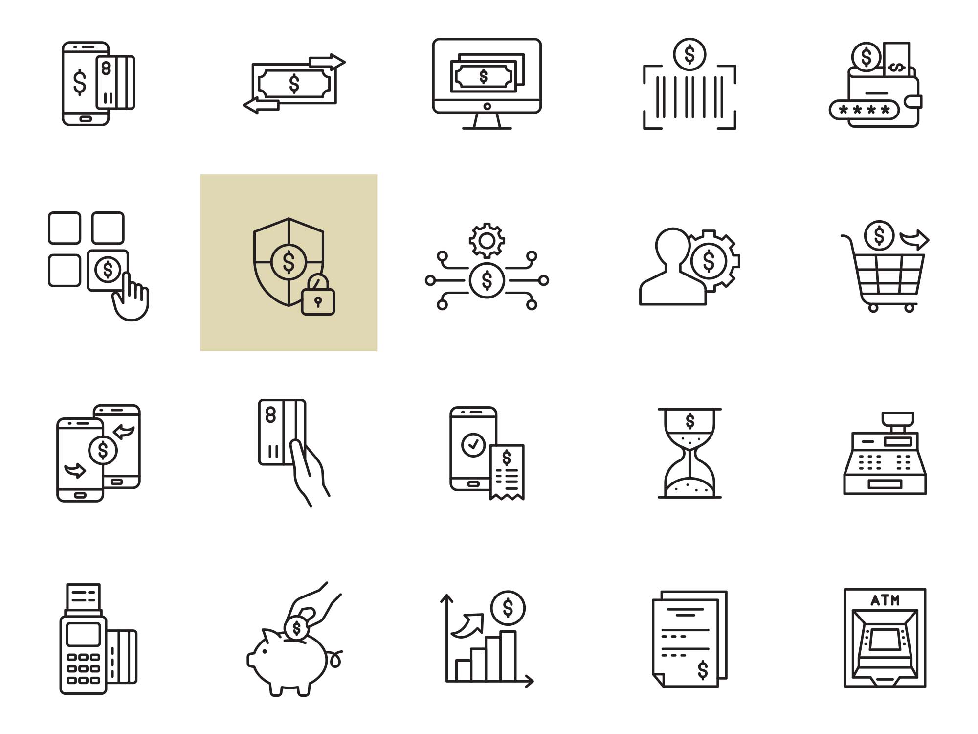 手机银行矢量图标 Mobile Banking Icons 图标素材 sucaiwan.com