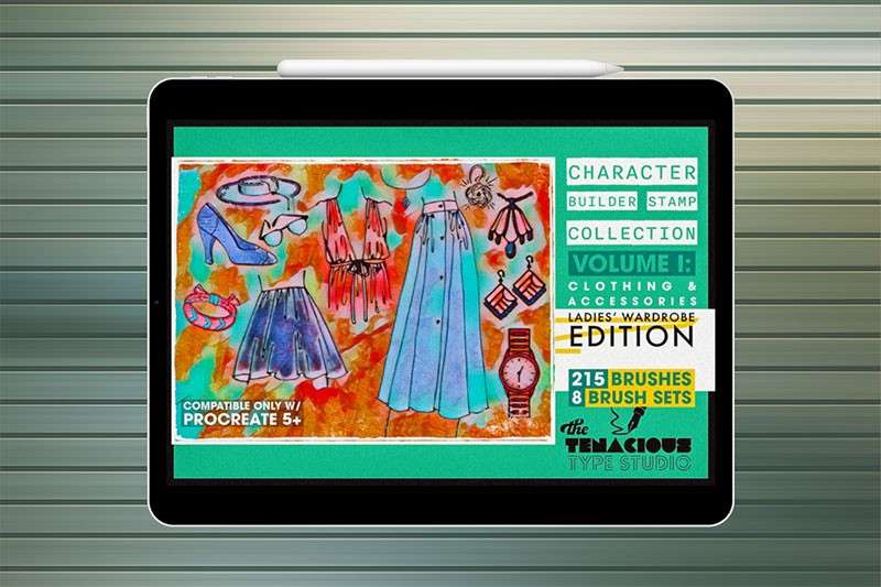 200+女式服装线稿Procreate笔刷 笔刷资源 sucaiwan.com