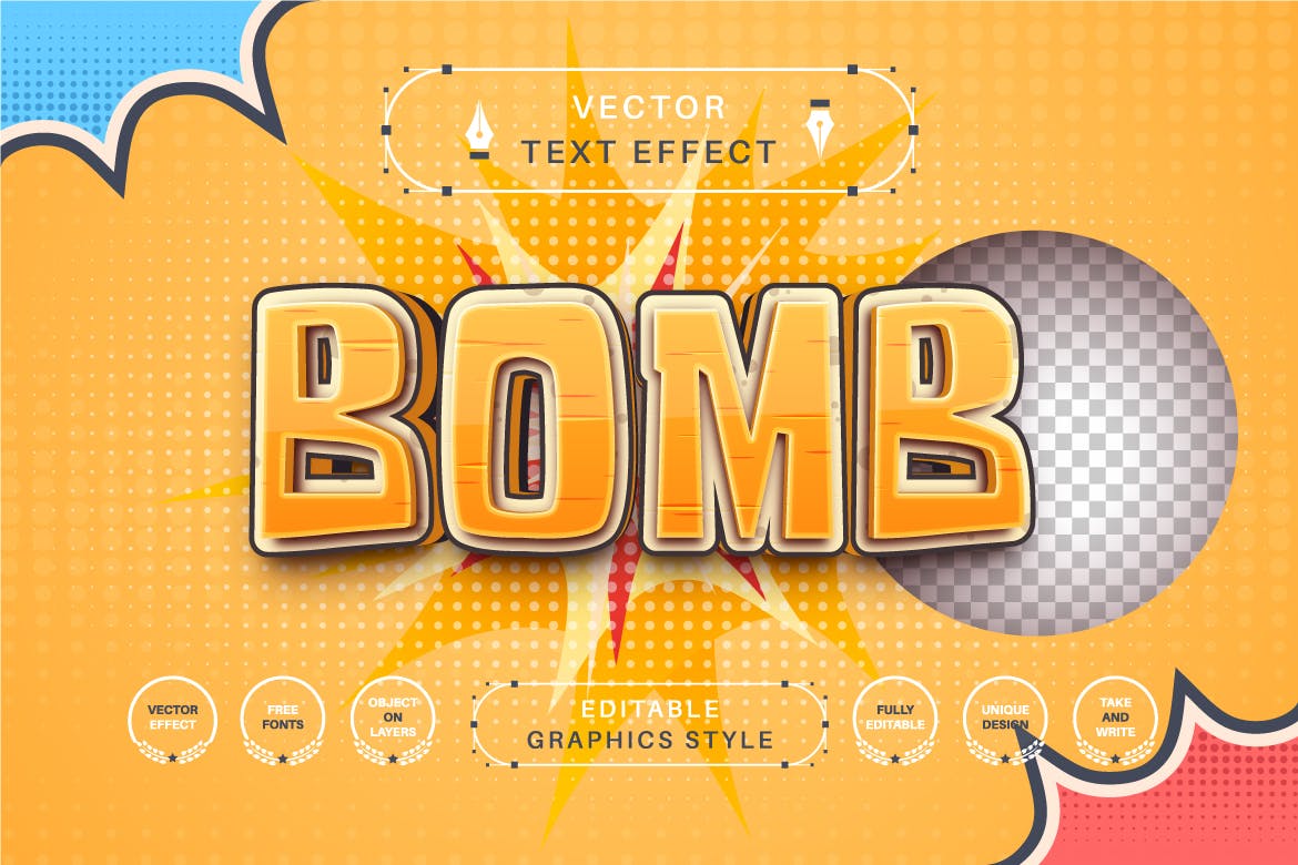 幽默漫画矢量文字效果字体样式 Humor Comic – Editable Text Effect, Font Style 插件预设 sucaiwan.com