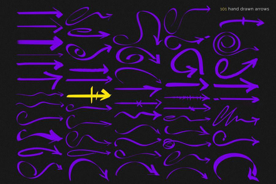 PS笔刷-101款手绘箭头图案PS笔刷PNG素材下载 图片素材 sucaiwan.com
