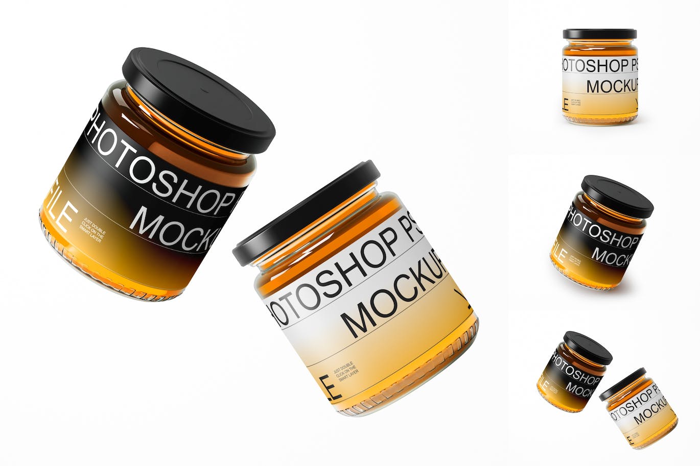 蜂蜜玻璃罐包装设计样机集 Honey Jar Mockup Set 样机素材 sucaiwan.com