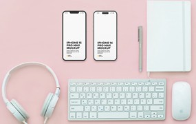 iPhone 13和iPhone 14手机样机 iPhone 13 and iPhone 14 Mockup