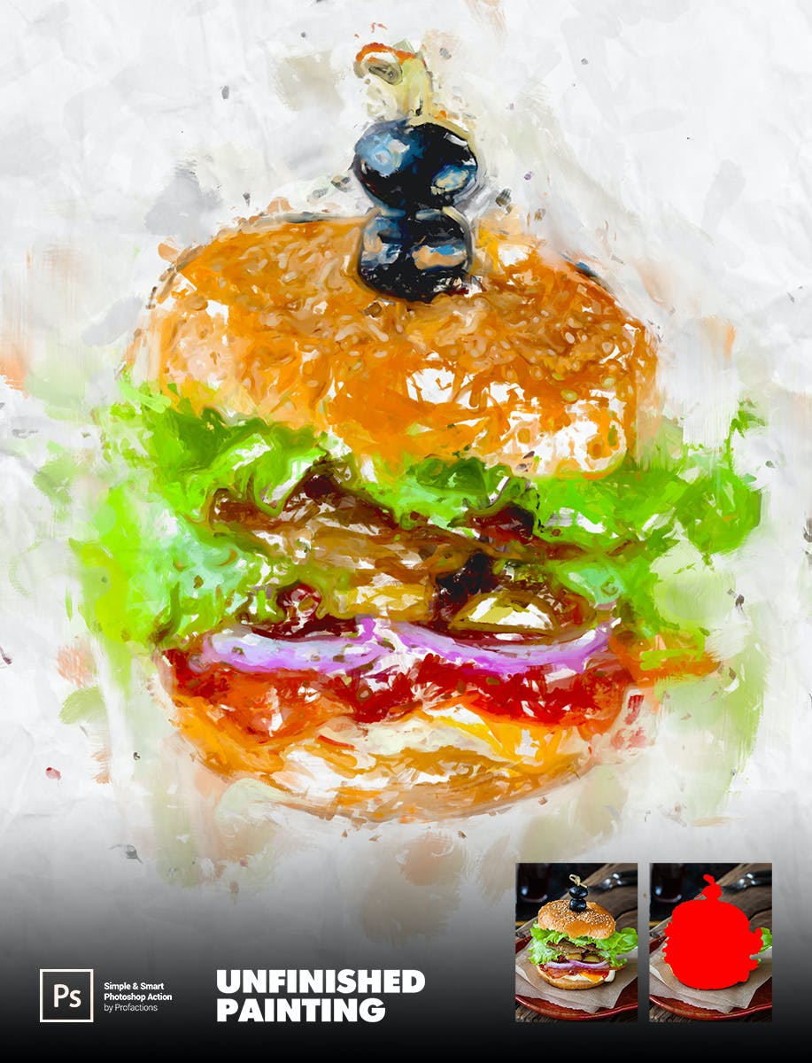 未完成的绘画效果照片处理ps动作 Unfinished Painting Photoshop Action 插件预设 sucaiwan.com