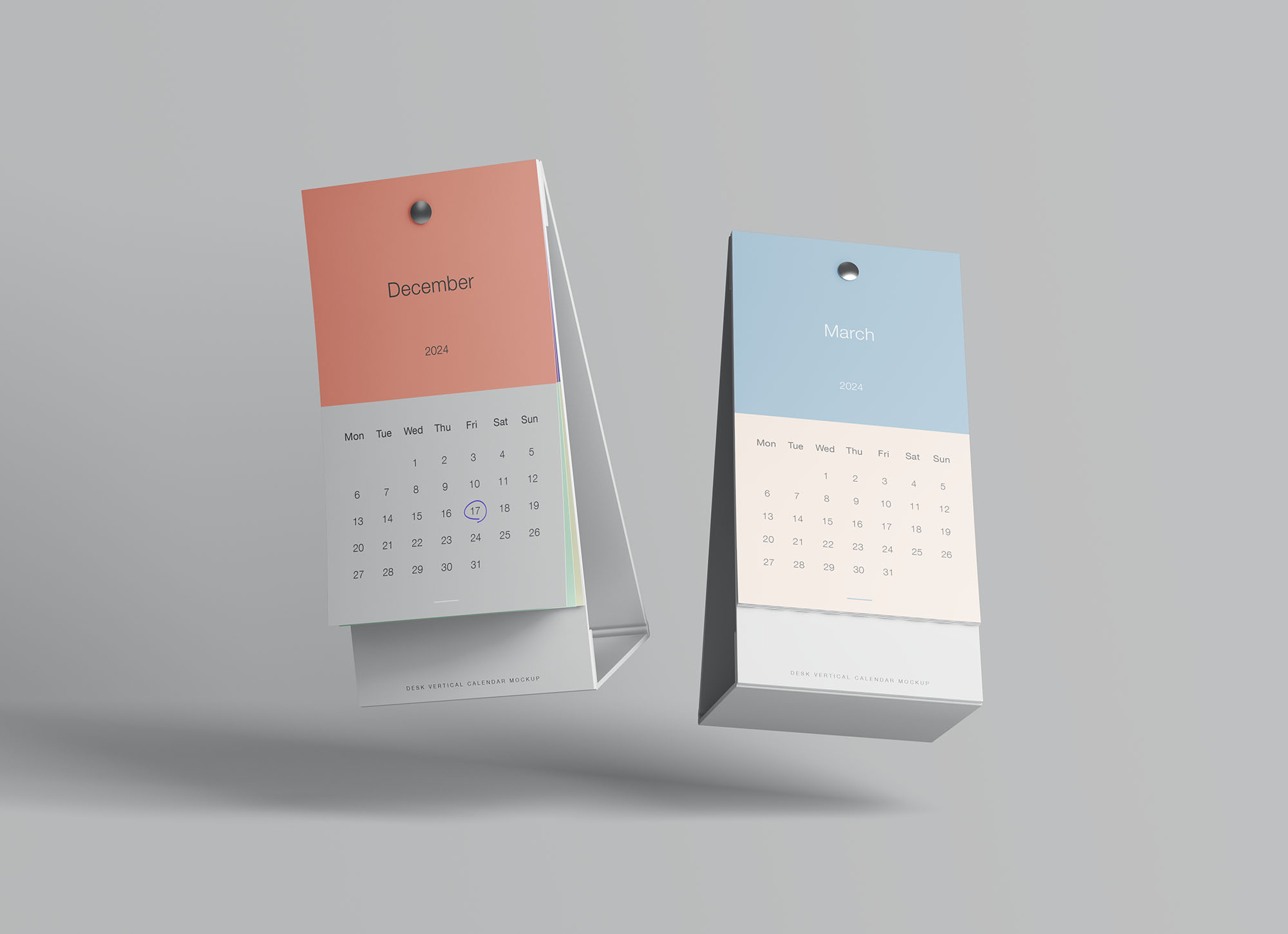 竖版A字形日历样机 Vertical Calendar Mockup 样机素材 sucaiwan.com