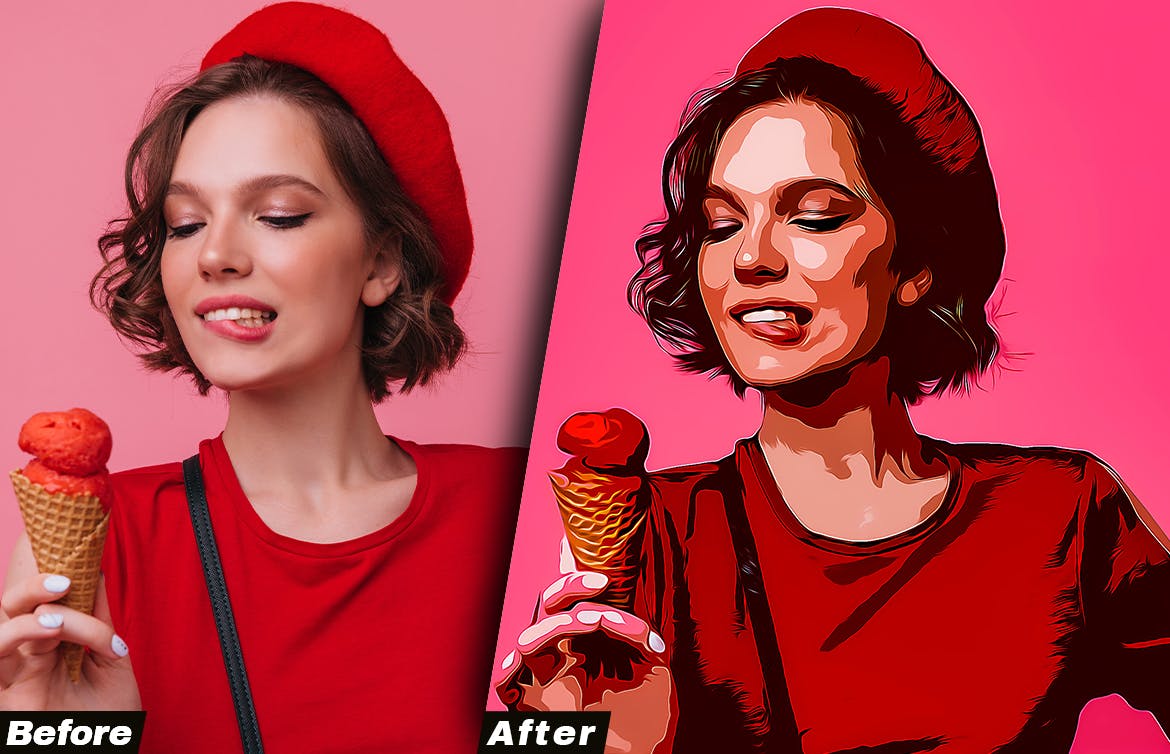 卡通效果照片处理Photoshop动作 Cartoon Effect Photoshop Action 插件预设 sucaiwan.com