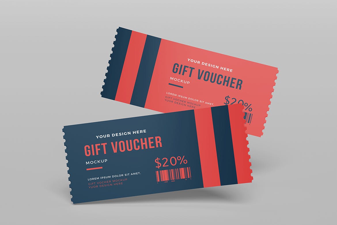 礼品券门票设计样机 Gift Voucher Mockup 样机素材 sucaiwan.com