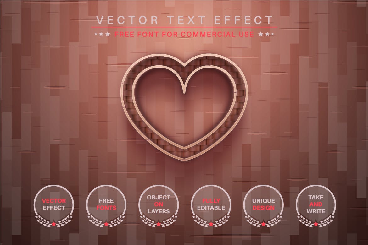 木头纹理矢量文字效果字体样式 Bast Shoe – Editable Text Effect, Font Style 插件预设 sucaiwan.com