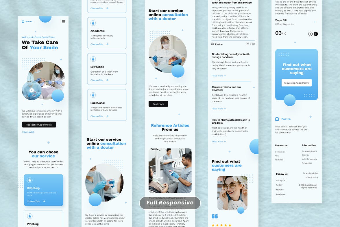 牙科网站着陆页模板 Dental Landing Page – Postra APP UI sucaiwan.com