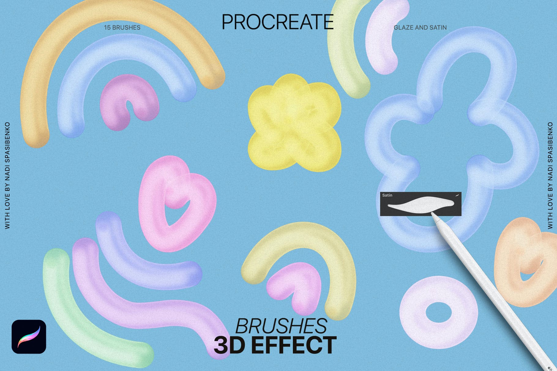 3D效果Procreate画笔 3D effect Procreate Brushes 笔刷资源 sucaiwan.com