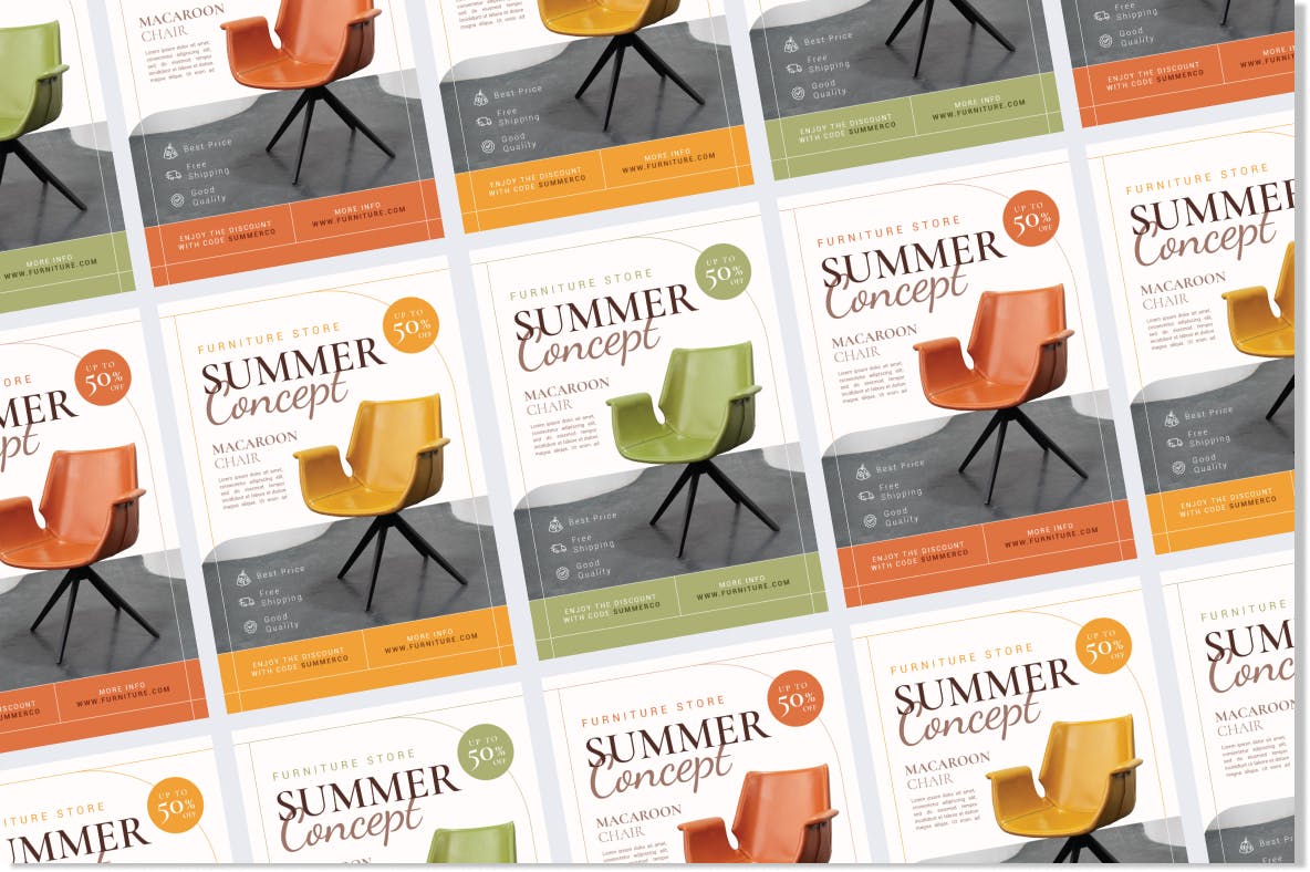 家具产品海报传单Ai和EPS模板 Product Interior Flyer Ai & EPS Template 设计素材 sucaiwan.com