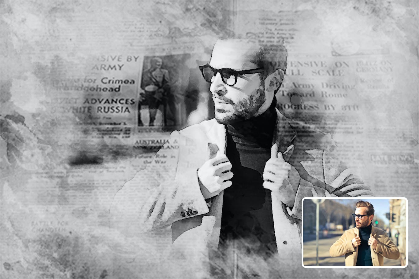 复古报纸效果PS动作模板 Old Newspaper Photoshop Action 插件预设 第5张-素材湾丨精选海外优质设计素材资源 复古报纸效果PS动作模板 Old Newspaper Photoshop Action 插件预设 sucaiwan.com