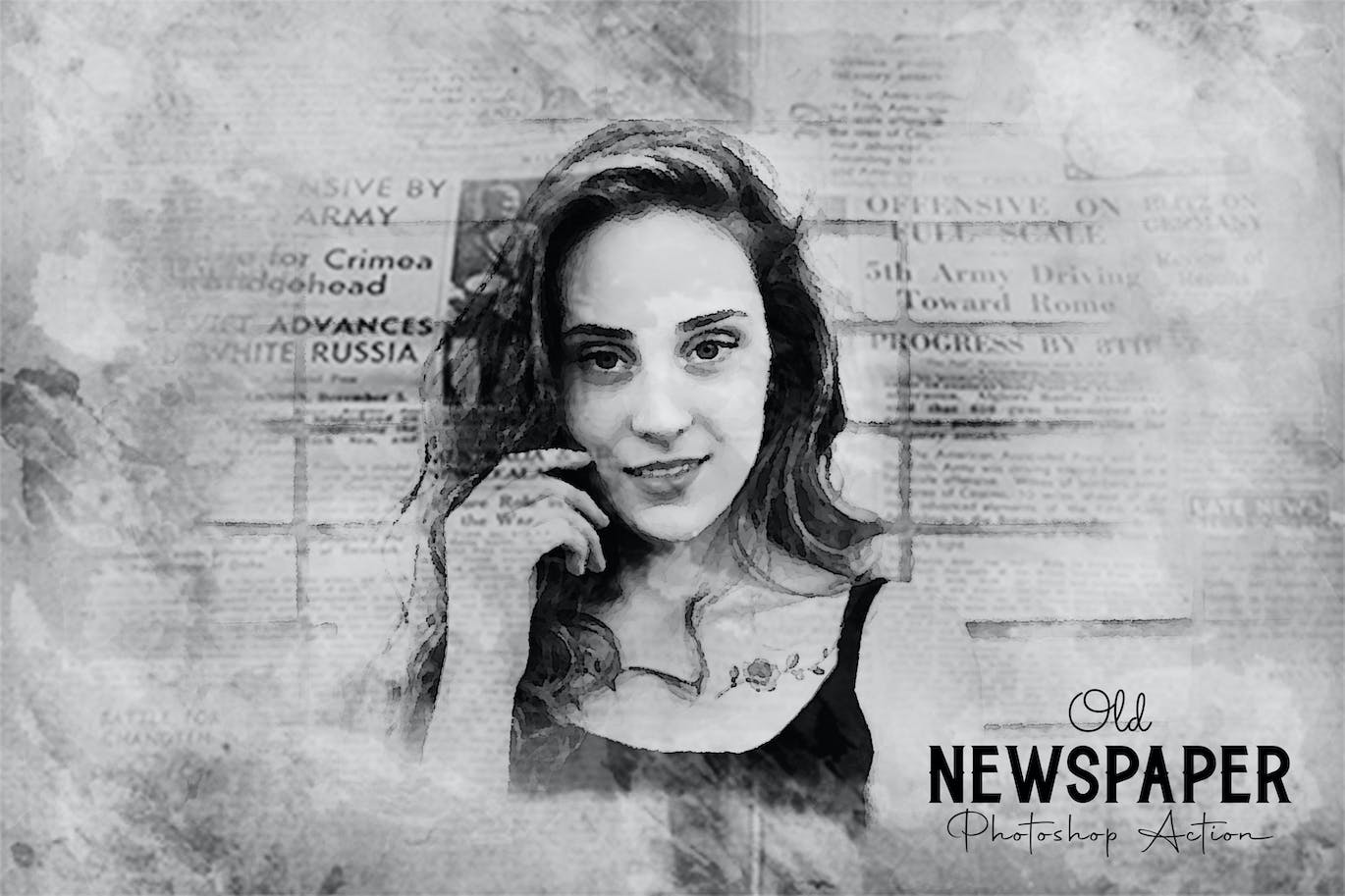 复古报纸效果PS动作模板 Old Newspaper Photoshop Action 插件预设 第1张-素材湾丨精选海外优质设计素材资源 复古报纸效果PS动作模板 Old Newspaper Photoshop Action 插件预设 sucaiwan.com