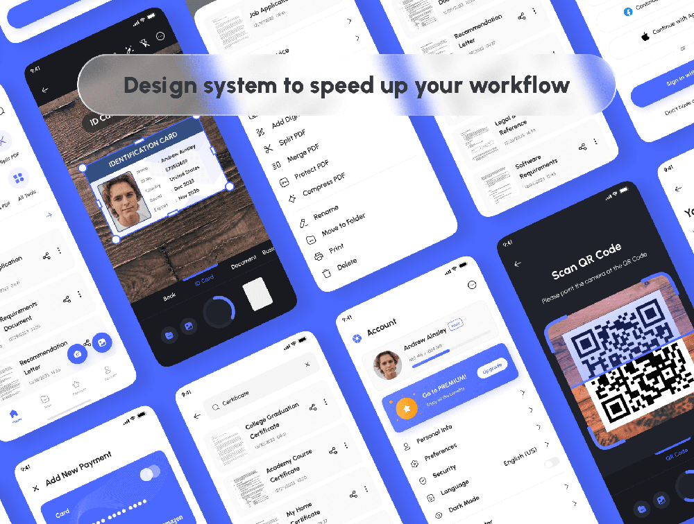 文档和PDF扫描仪应用程序 UI 套件 APP UI sucaiwan.com